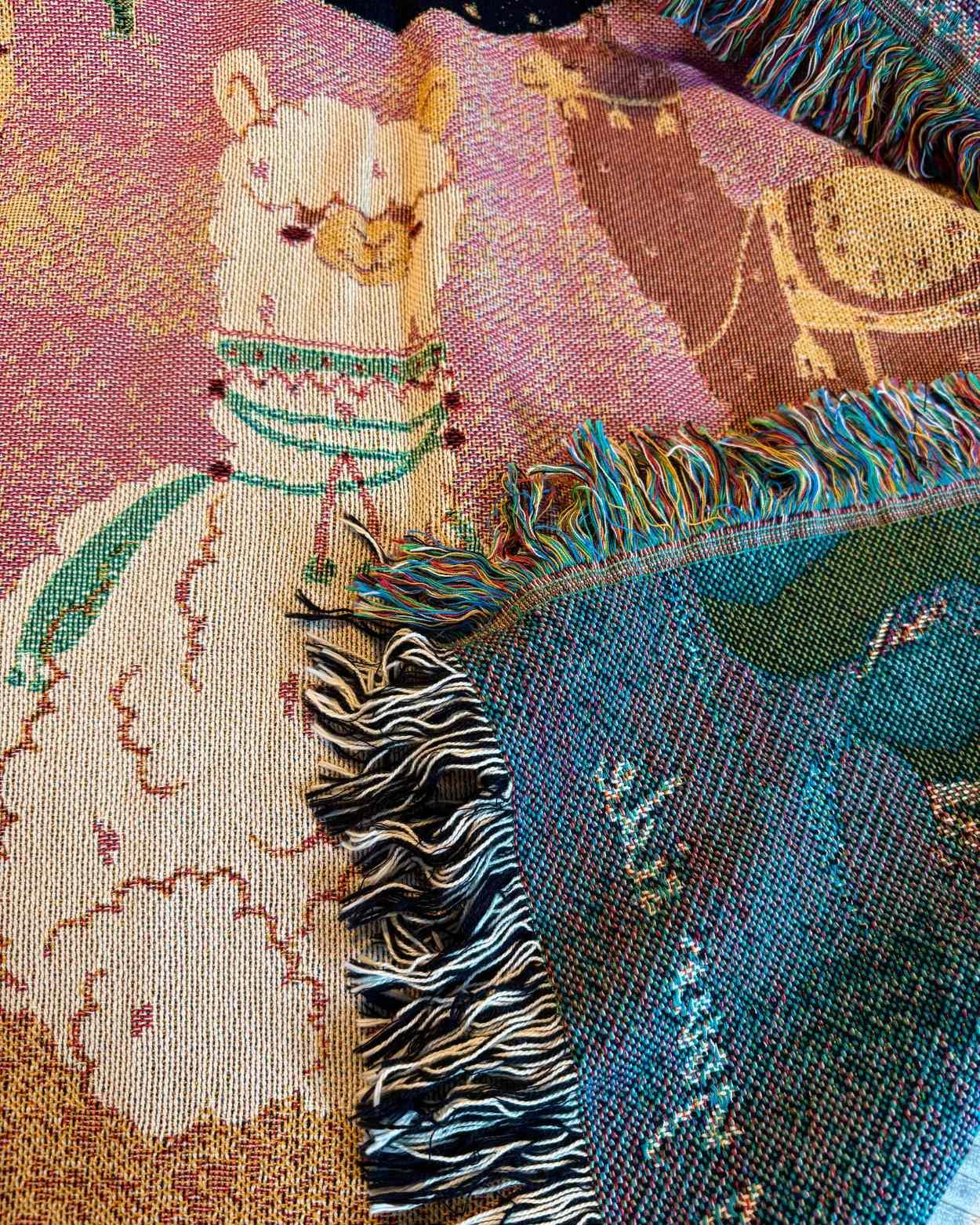 Personalisierte Gewebte Decke mit „Mitternachts-Lamas“