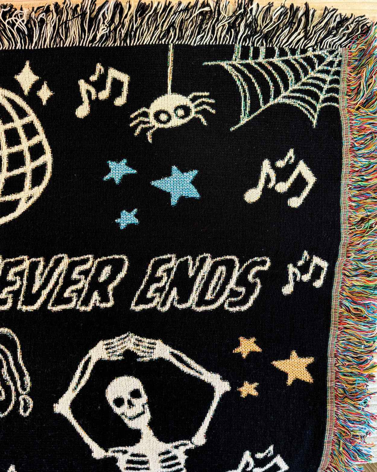Personalized "Party Never Ends" Woven Blanket